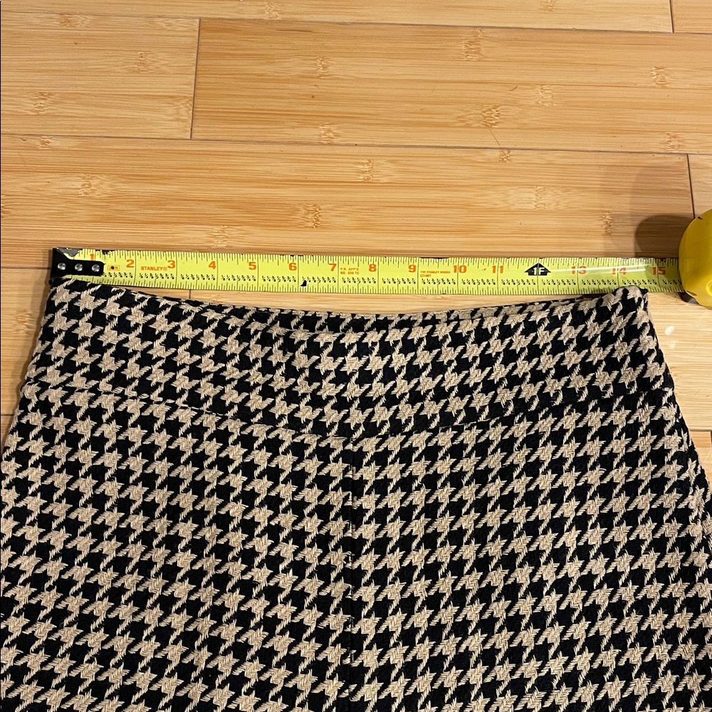 Zara Black and Tan High Rise Side Zipper Houndstooth WideLeg Pants Full Length M - Picture 5 of 11